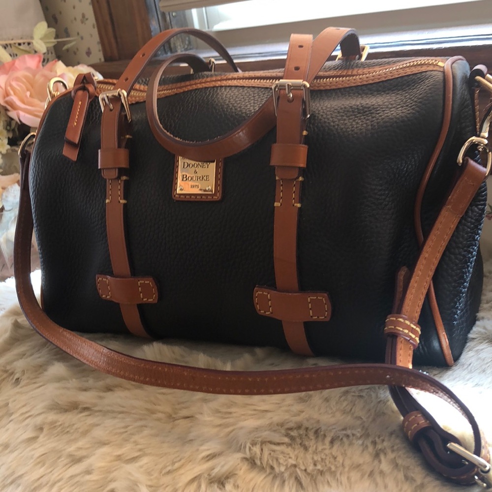 Black and Brown Leather Bag w/ Gold Details